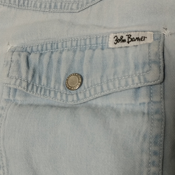 Vintage John Baner Distressed Jean Long Sleeve Shirt Womens L Denim Worn w/Holes - Picture 8 of 16